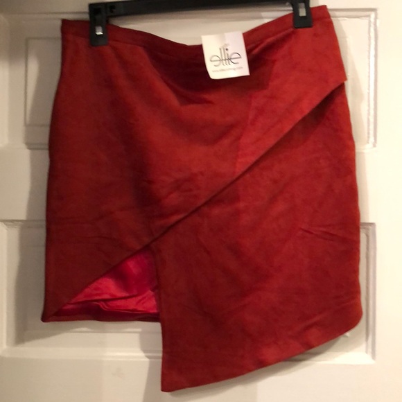 NWT Suede Miniskirt Orange Size Large - Picture 1 of 3